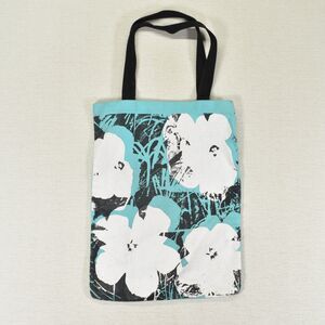 Andy Warhol Flowers Canvas Tote Bag Aqua Teal Blue Art Is What You Can Get Away